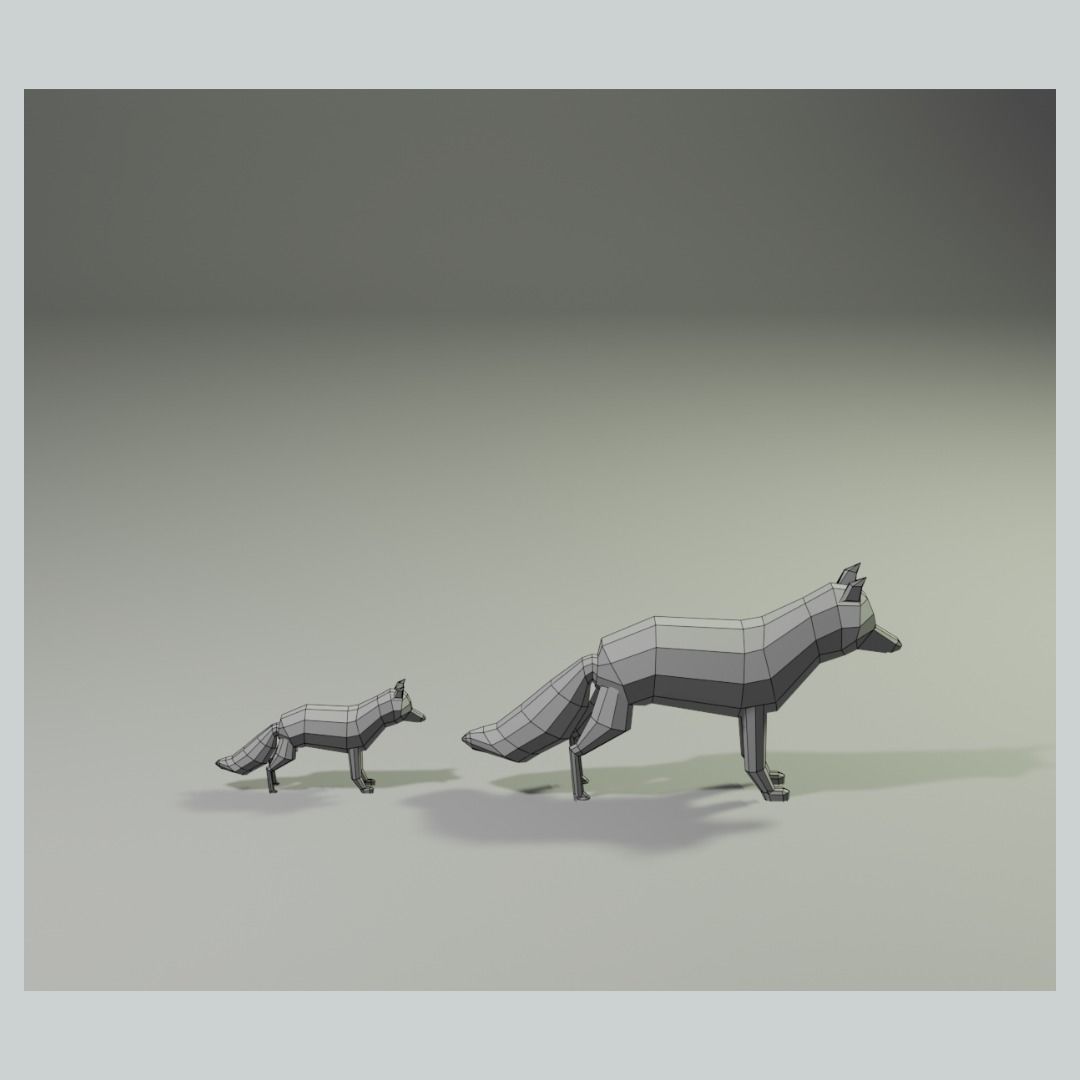 Lowpoly Fox Scene  Low-poly 3D model_5