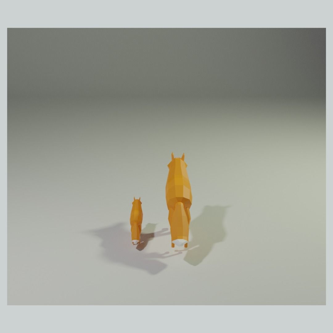 Lowpoly Fox Scene  Low-poly 3D model_3