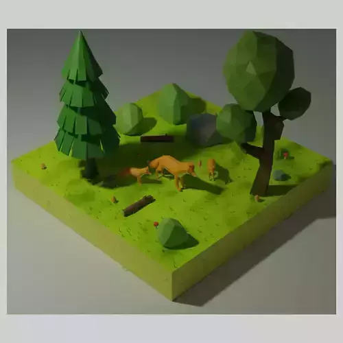 Lowpoly Fox Scene 