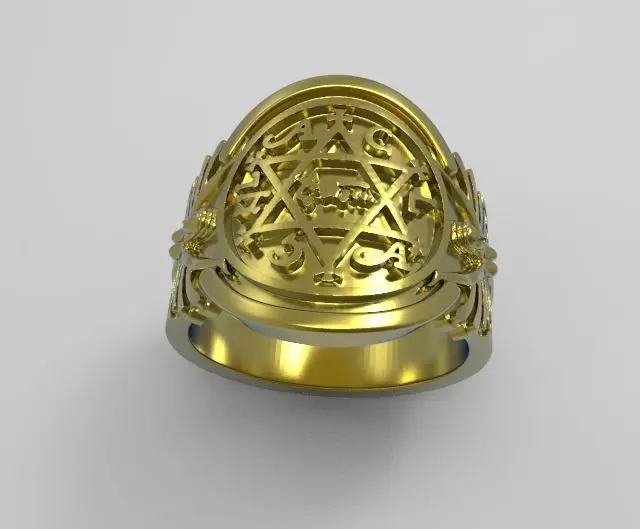 King Solomon Ring round with godess 3D print model_0