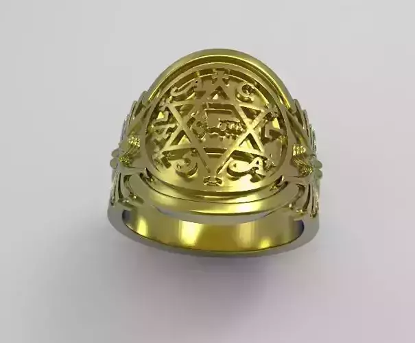 King Solomon Ring round with godess 3D print model