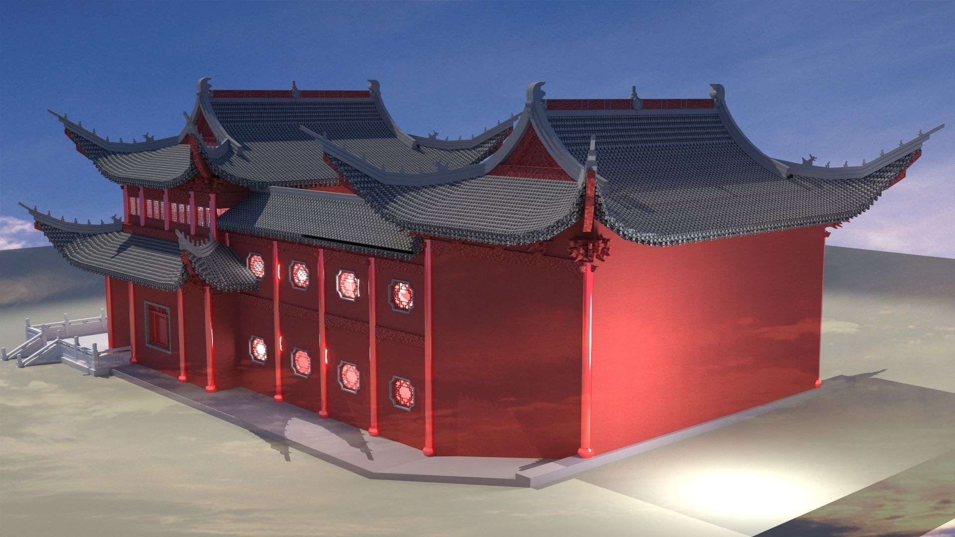 Chinese ancient house 3D model_1