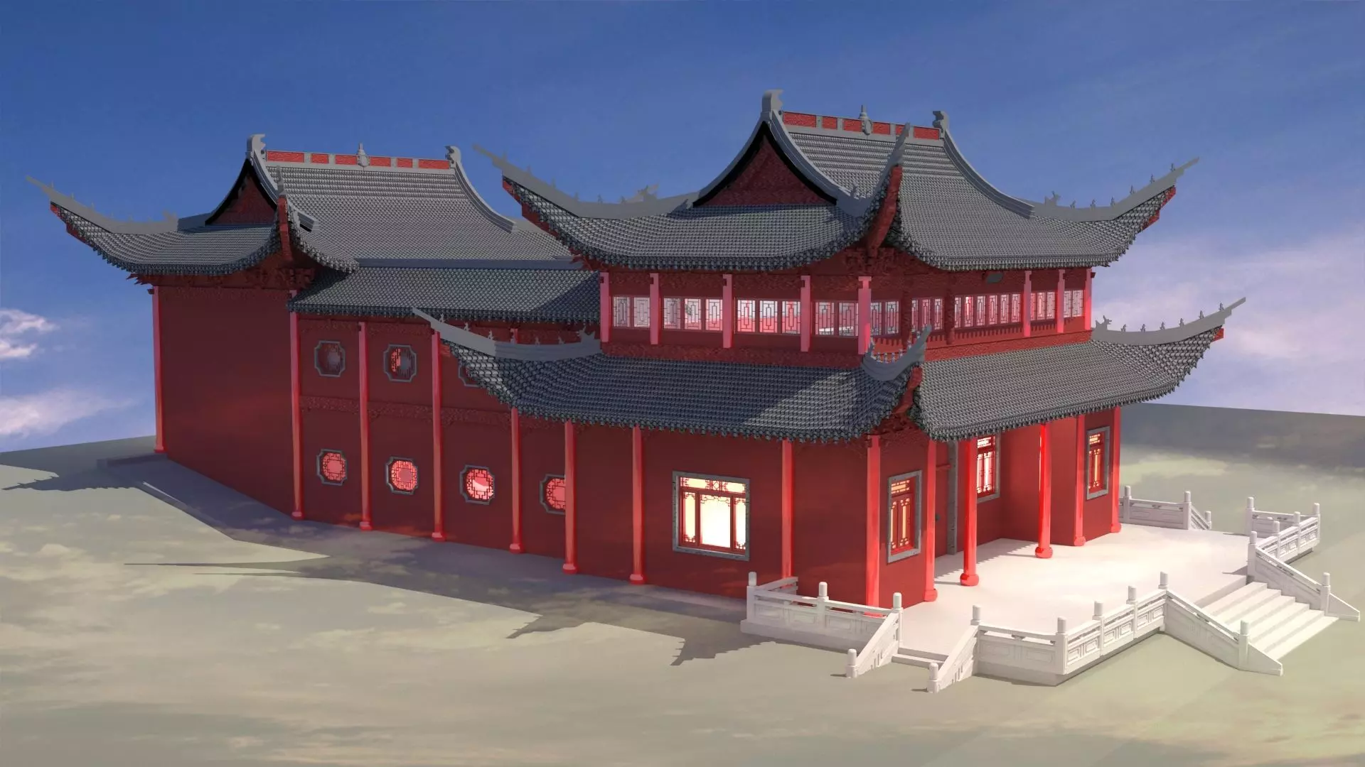 Chinese ancient house 3D model_0