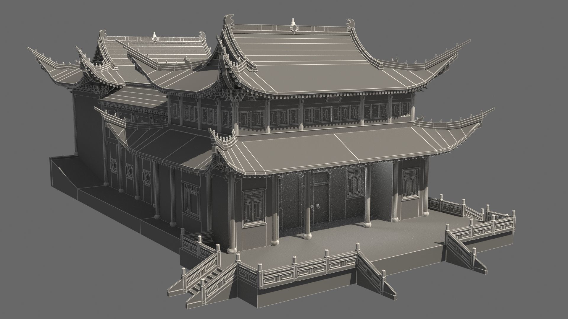 Chinese ancient house 3D model_6