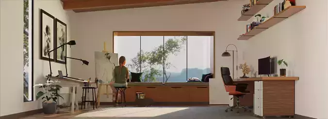 Art Studio and Home Office Scene 3D model