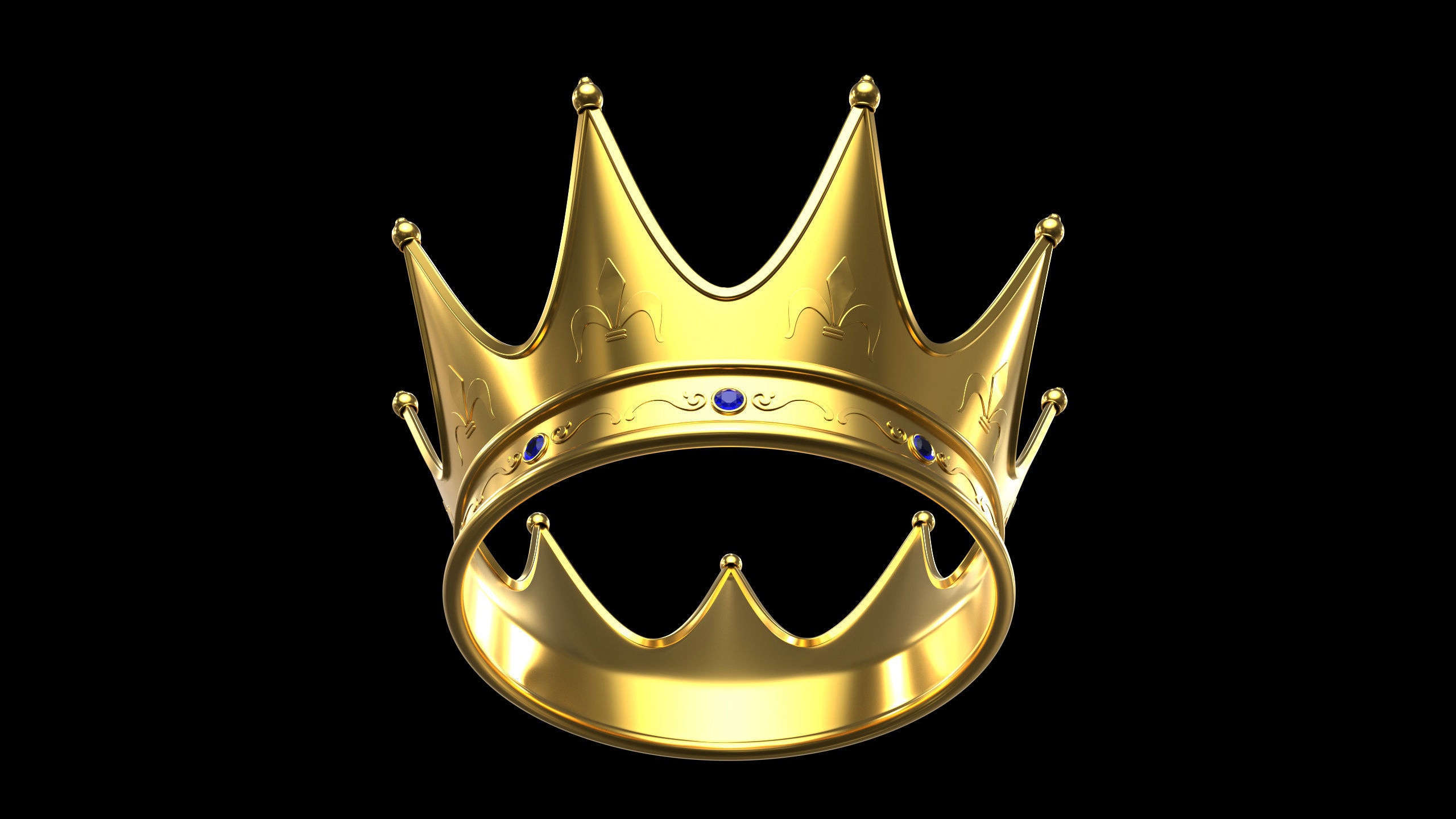Gold Crown 3D model_2