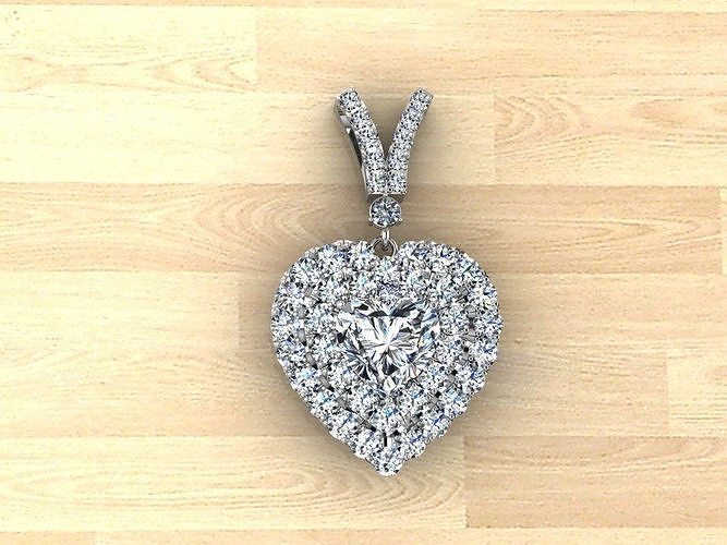Heart Shape Pendant  jewelry Diamond  design 3D print model  3D print model