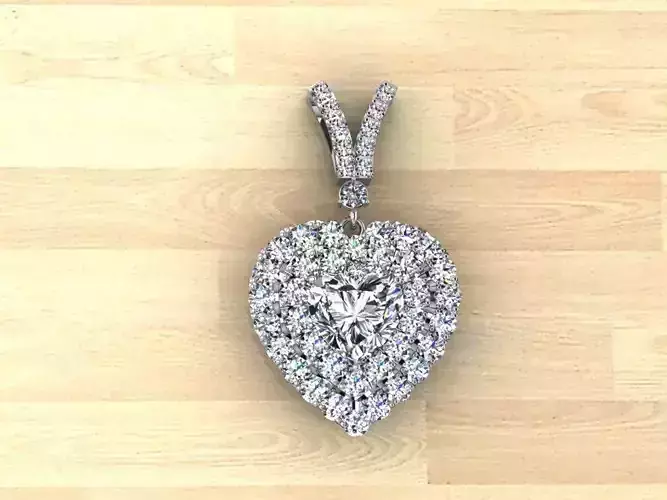Heart Shape Pendant  jewelry Diamond  design 3D print model 