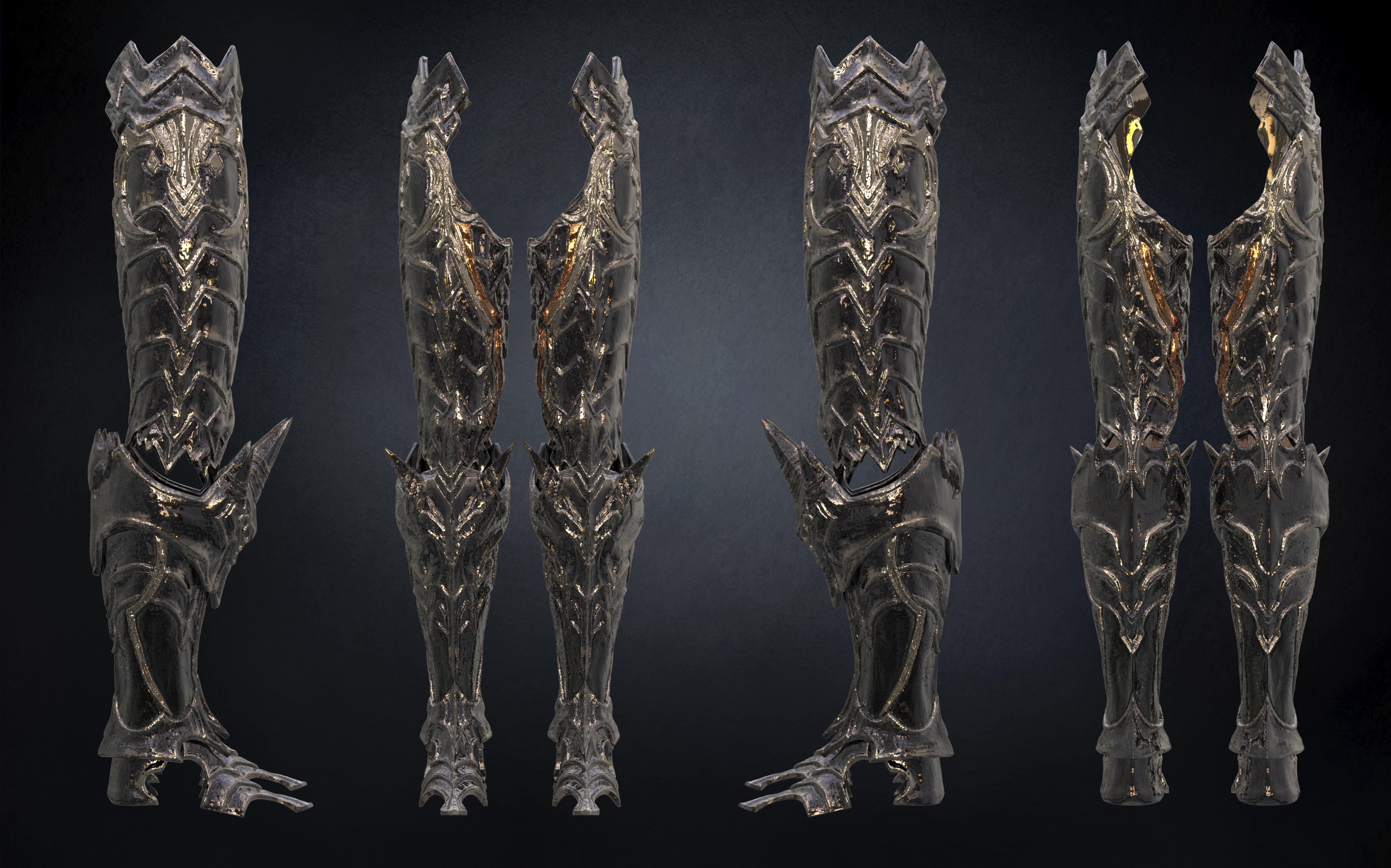Final Fantasy XIV - Dark Knight Chaos Armor - Leg parts 3D print model_1