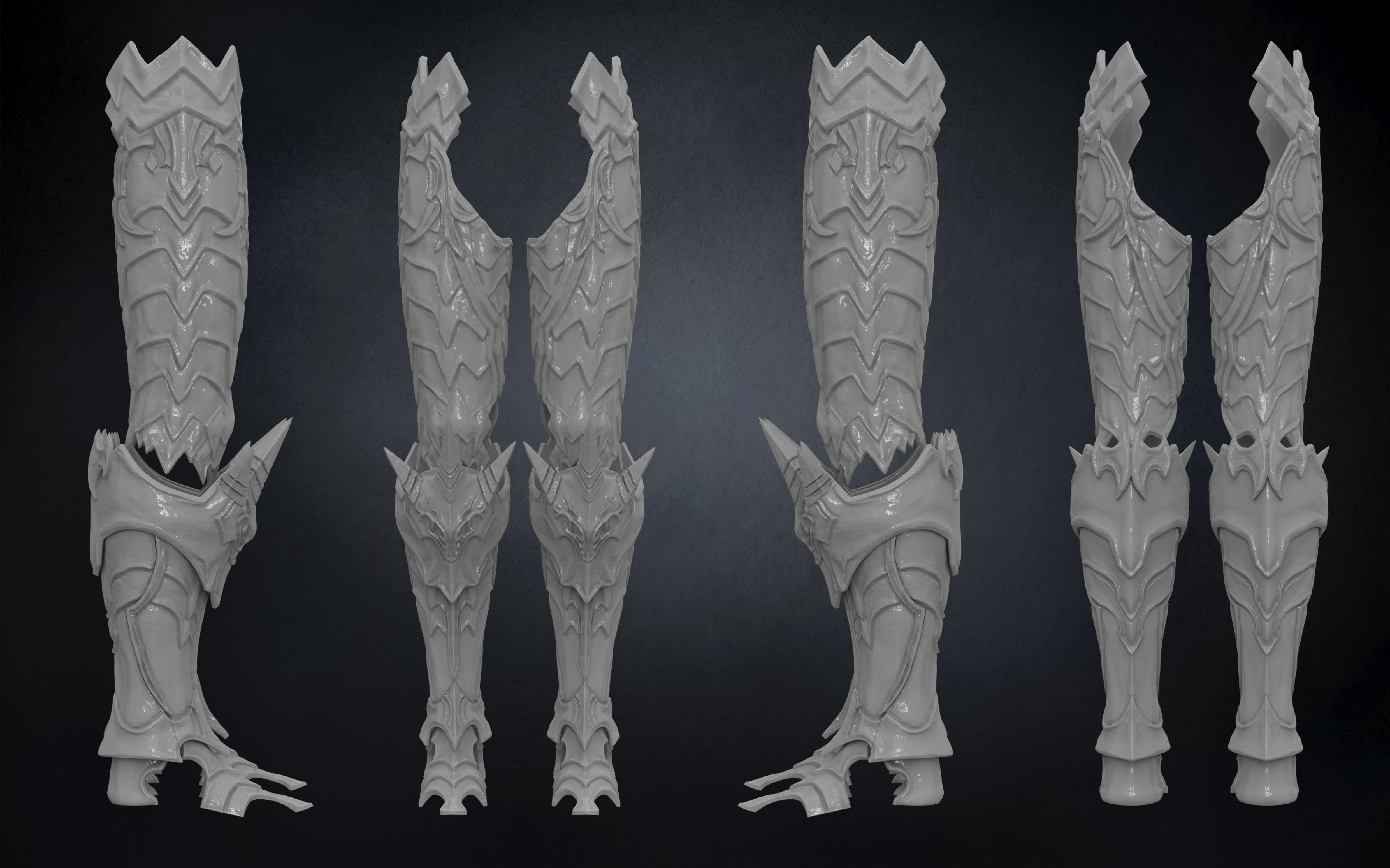 Final Fantasy XIV - Dark Knight Chaos Armor - Leg parts 3D print model_2