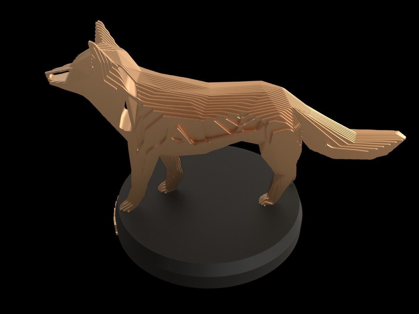 Parametric V Fox Low-poly 3D model_1