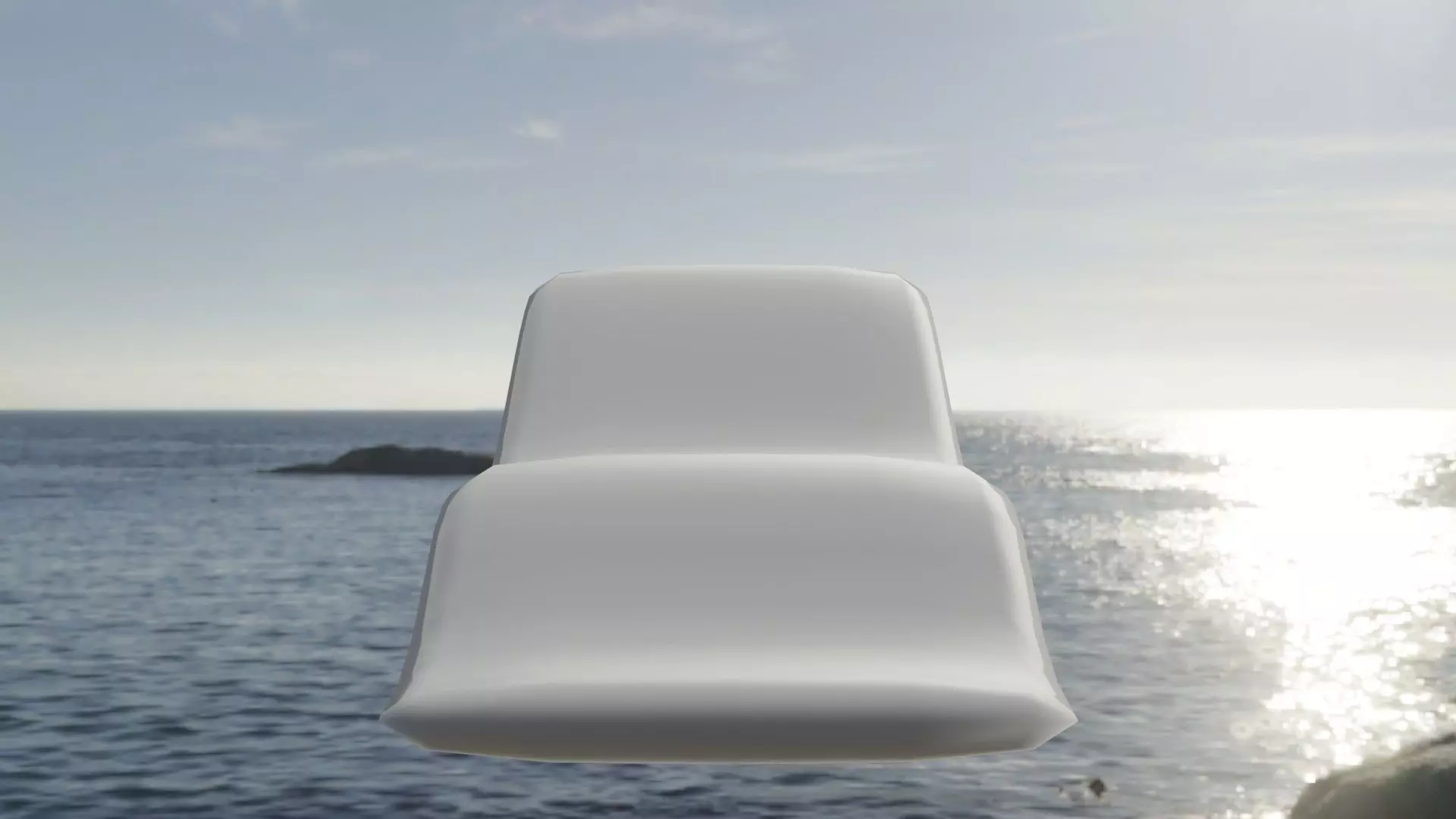 Loungechair plate on rock Low-poly 3D model_0