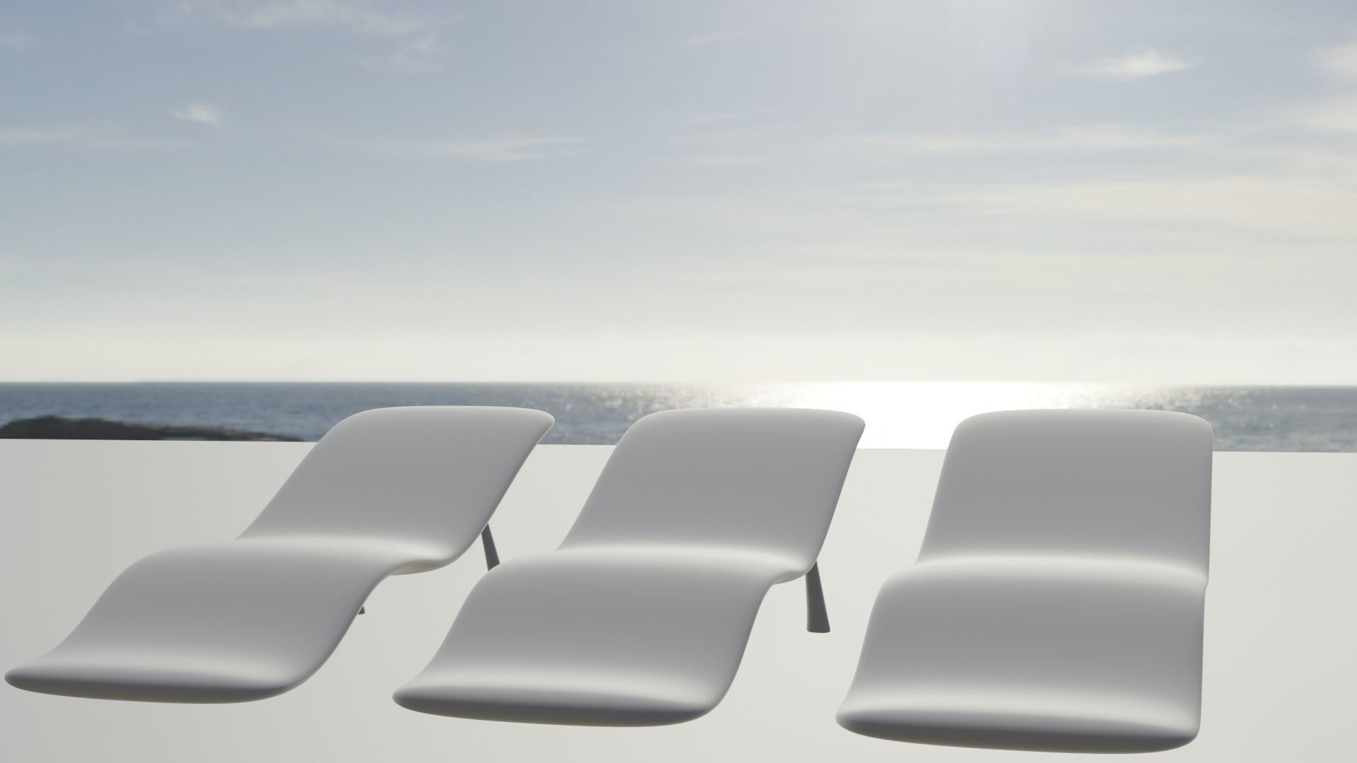 Loungechair plate on rock Low-poly 3D model_3