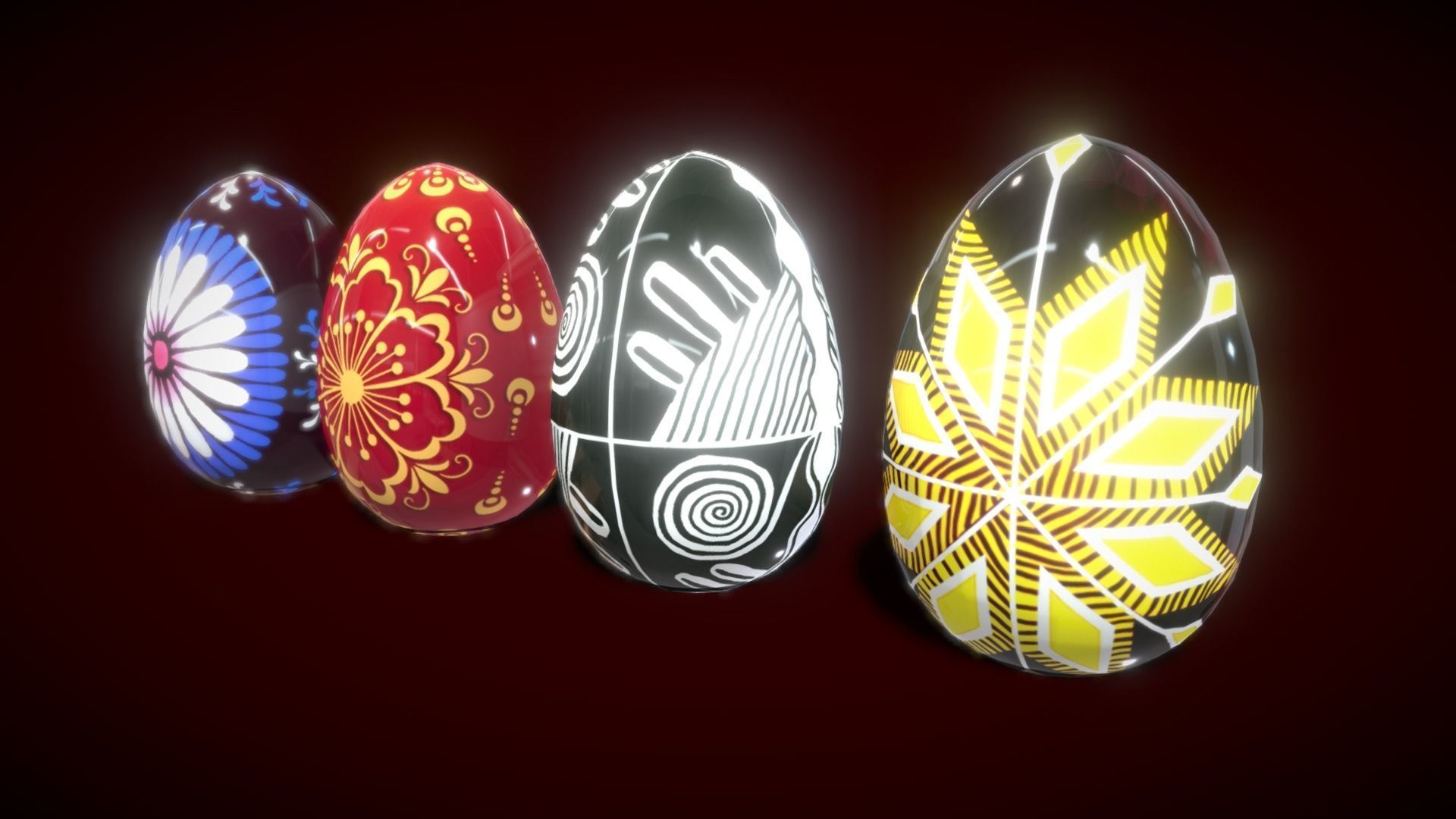 Colections Eggs 2 Low-poly 3D model_6