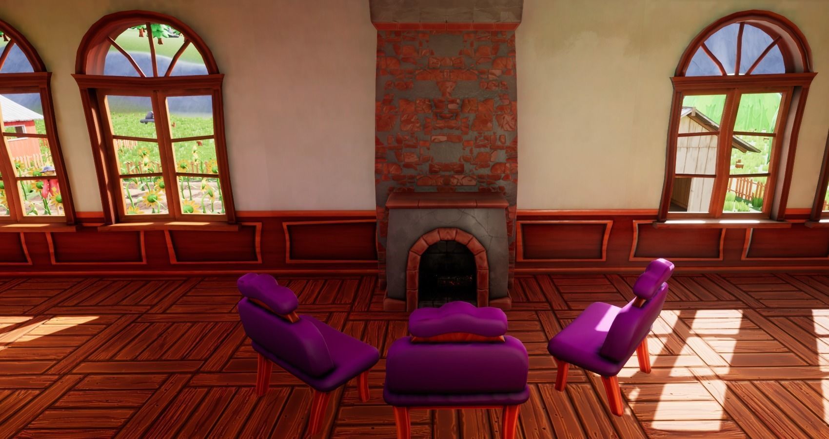 Bedroom and kitchen furniture stylized Low-poly 3D model_15