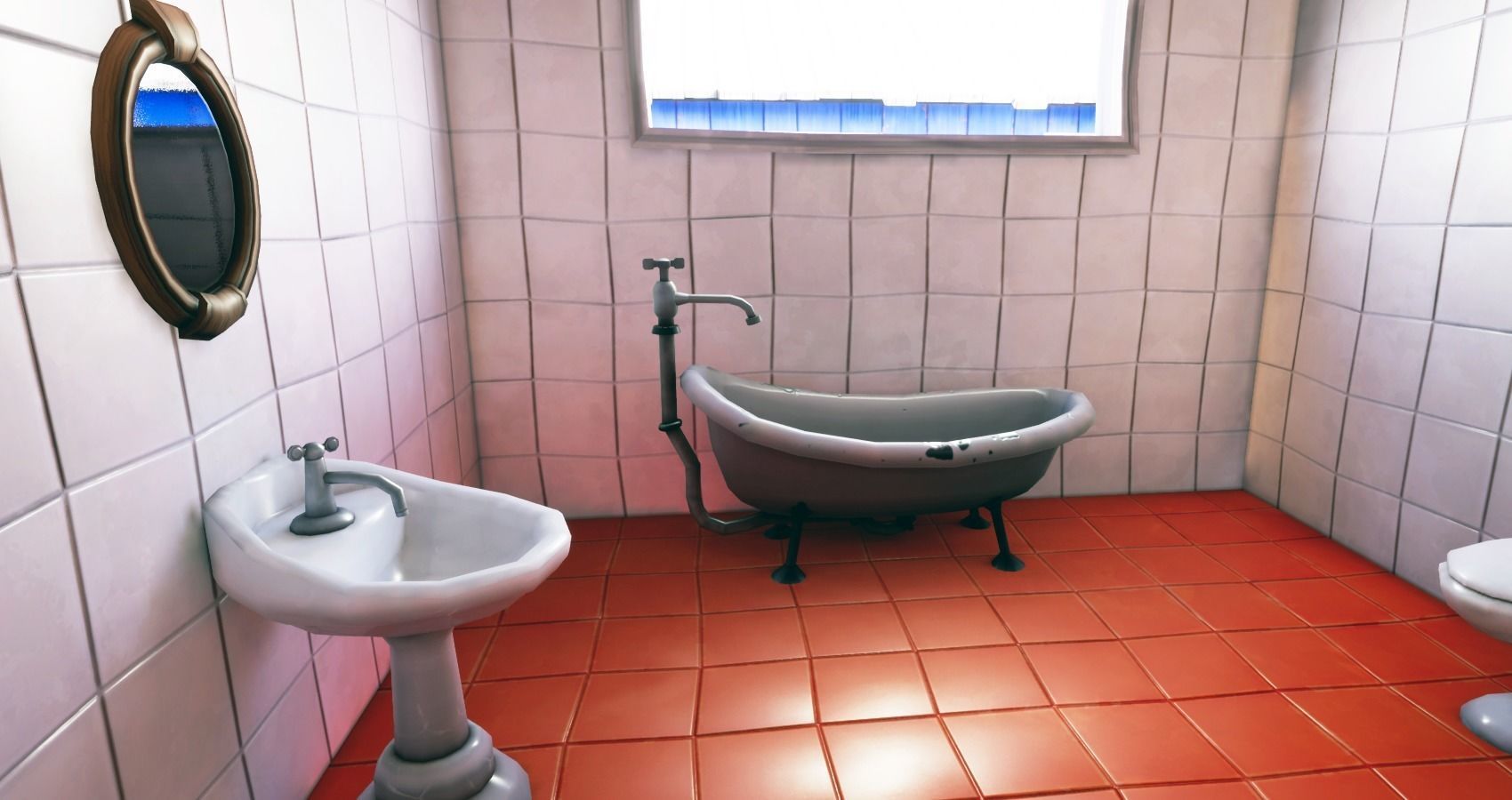 Bedroom and kitchen furniture stylized Low-poly 3D model_13