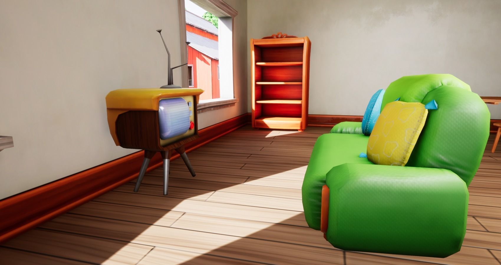 Bedroom and kitchen furniture stylized Low-poly 3D model_16