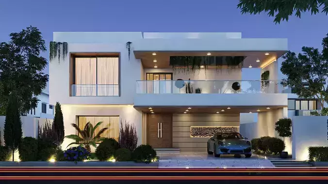 Modern House Elevation Visualization 3D model
