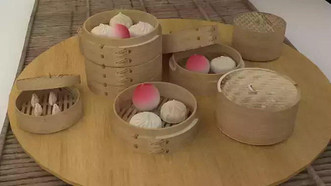 Chinese dim sum bamboo steamer 