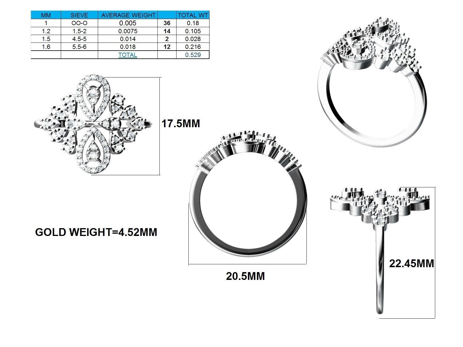Women Ring 3dm stl render detail 3D print model_24