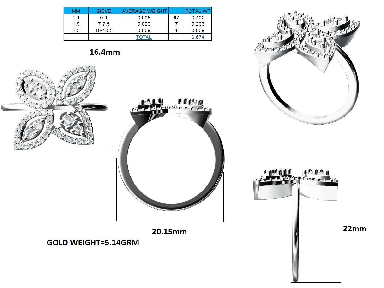Women Ring 3dm stl render detail 3D print model_24