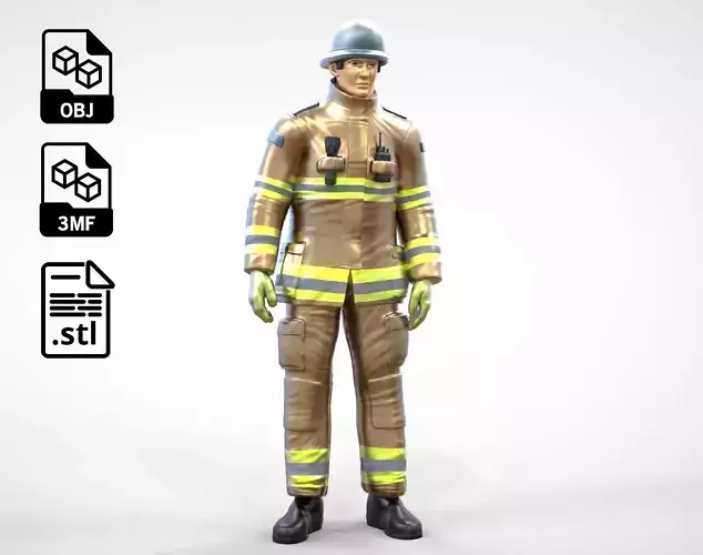 N2 Firefighter or fireman Extinguishing fire 3D print model
