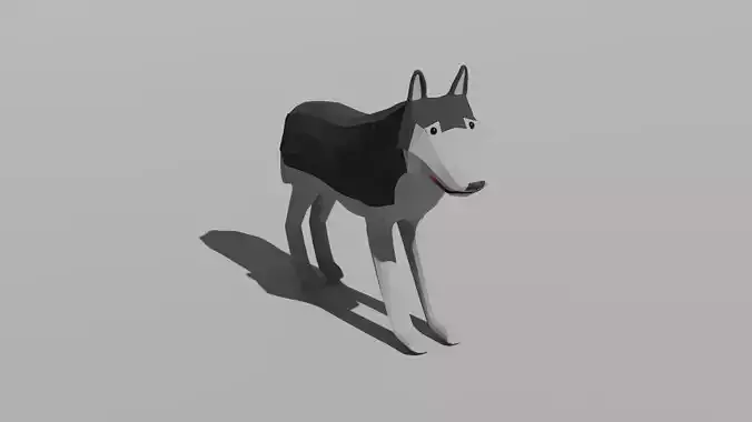 Wolf Low-poly husky 3D model