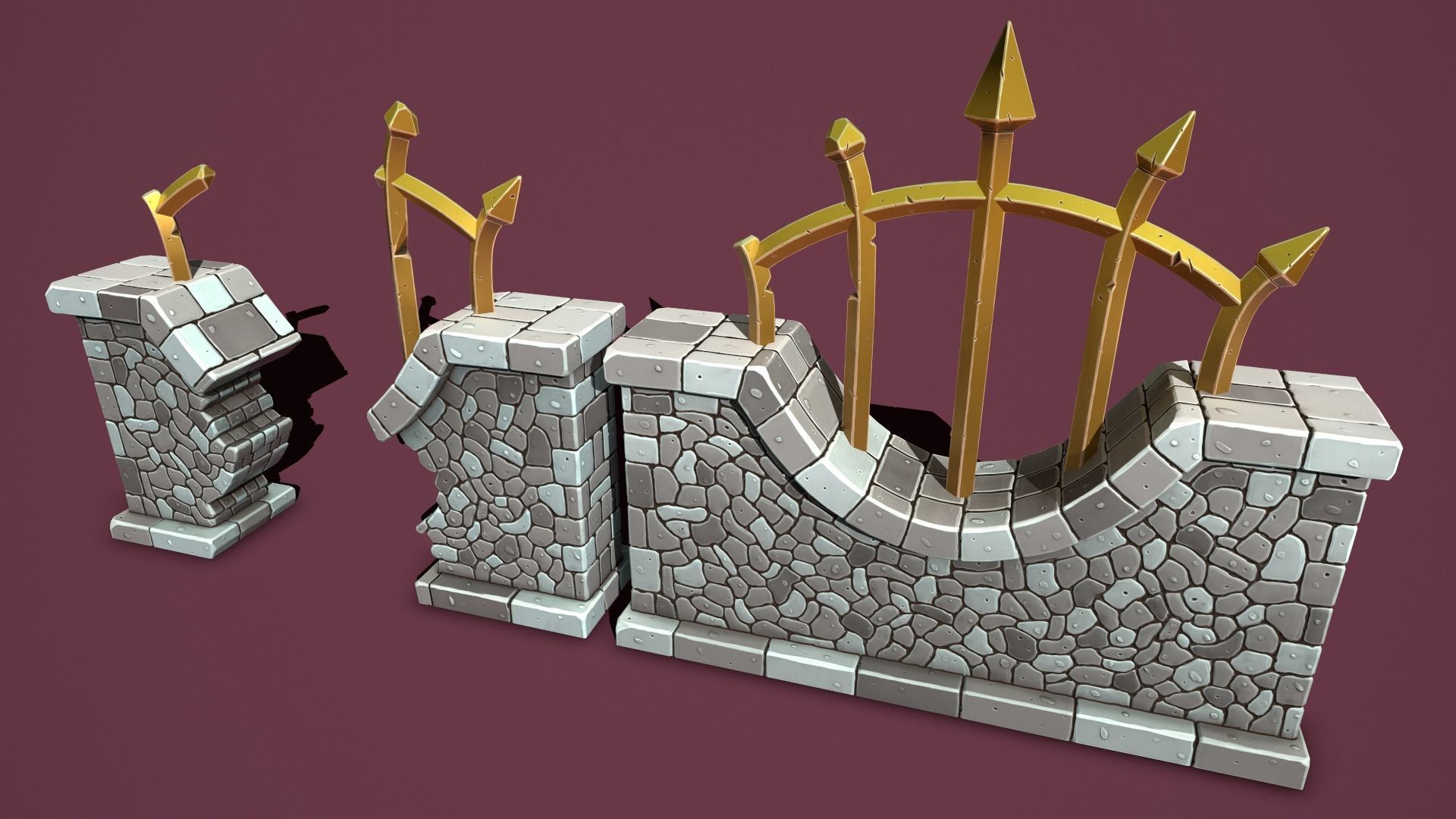 Fantasy cemetery Low-poly 3D model_21