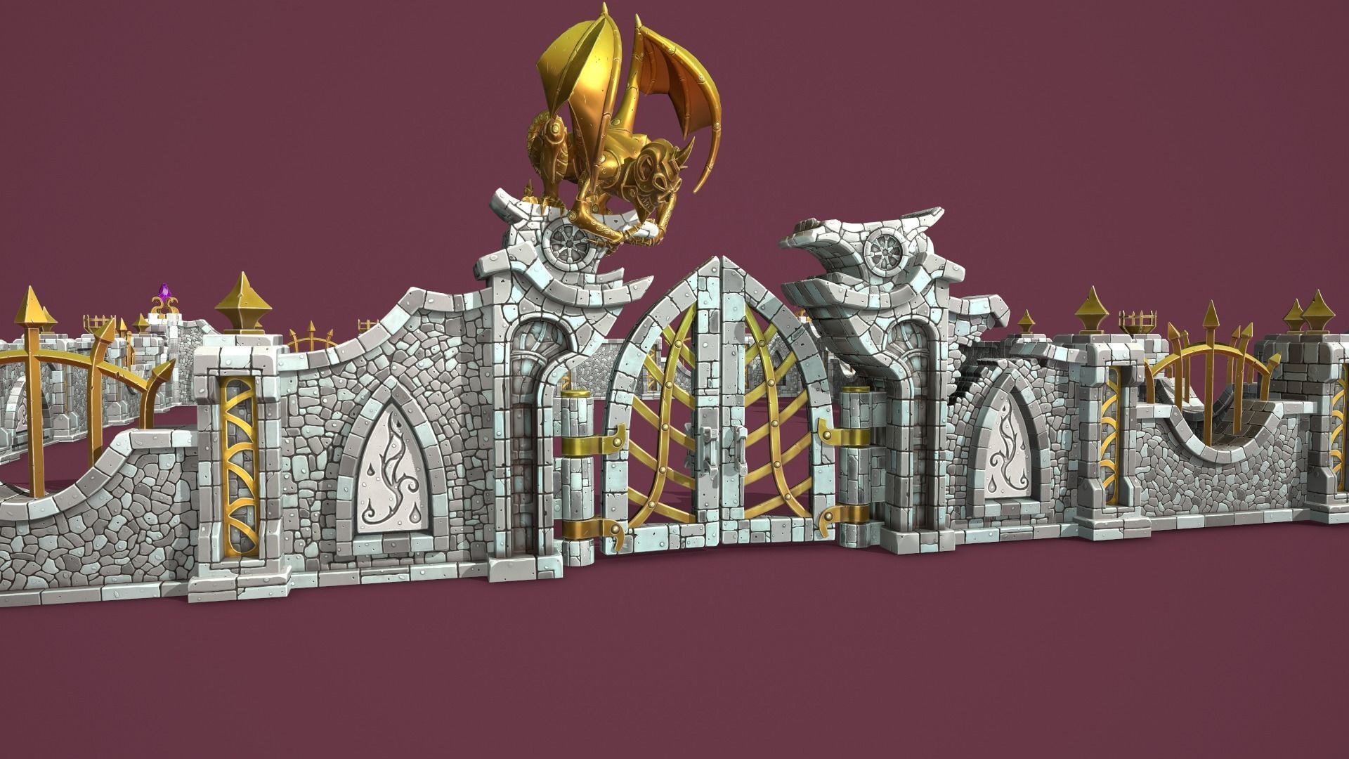 Fantasy cemetery Low-poly 3D model_3