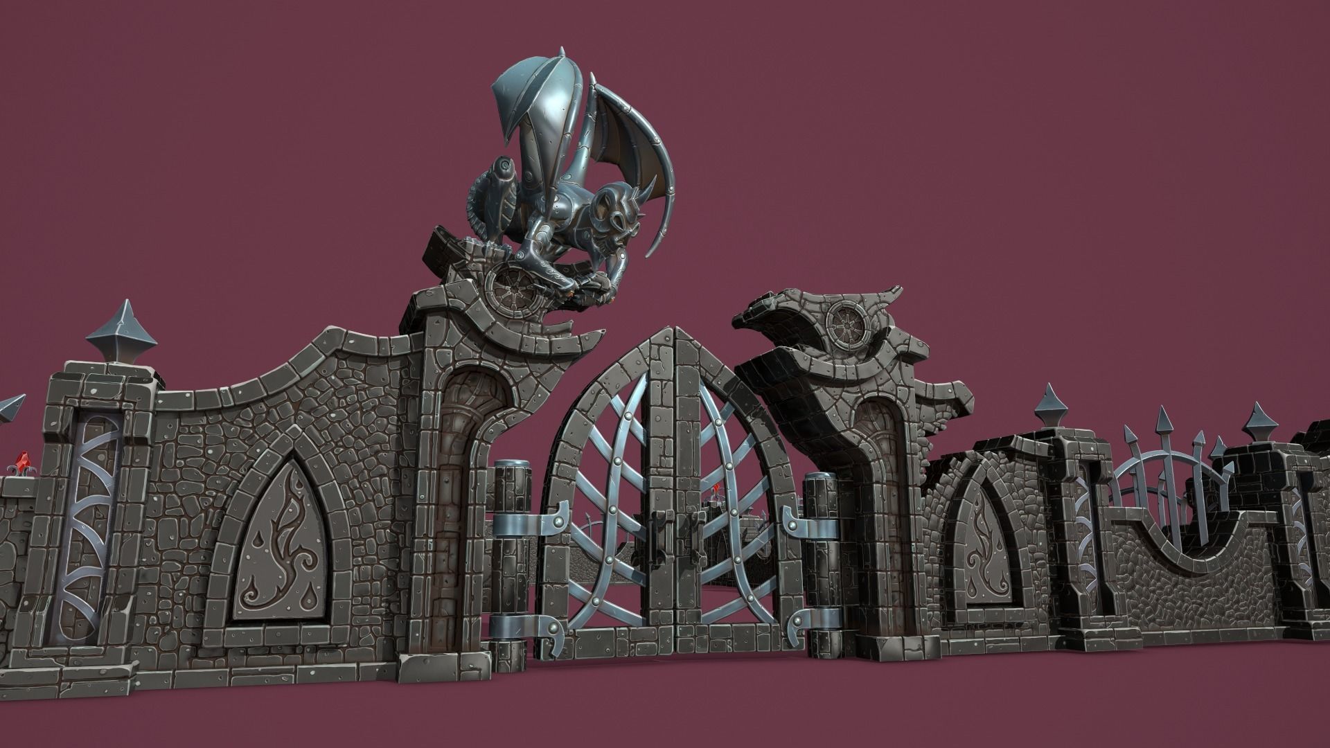 Fantasy cemetery Low-poly 3D model_13