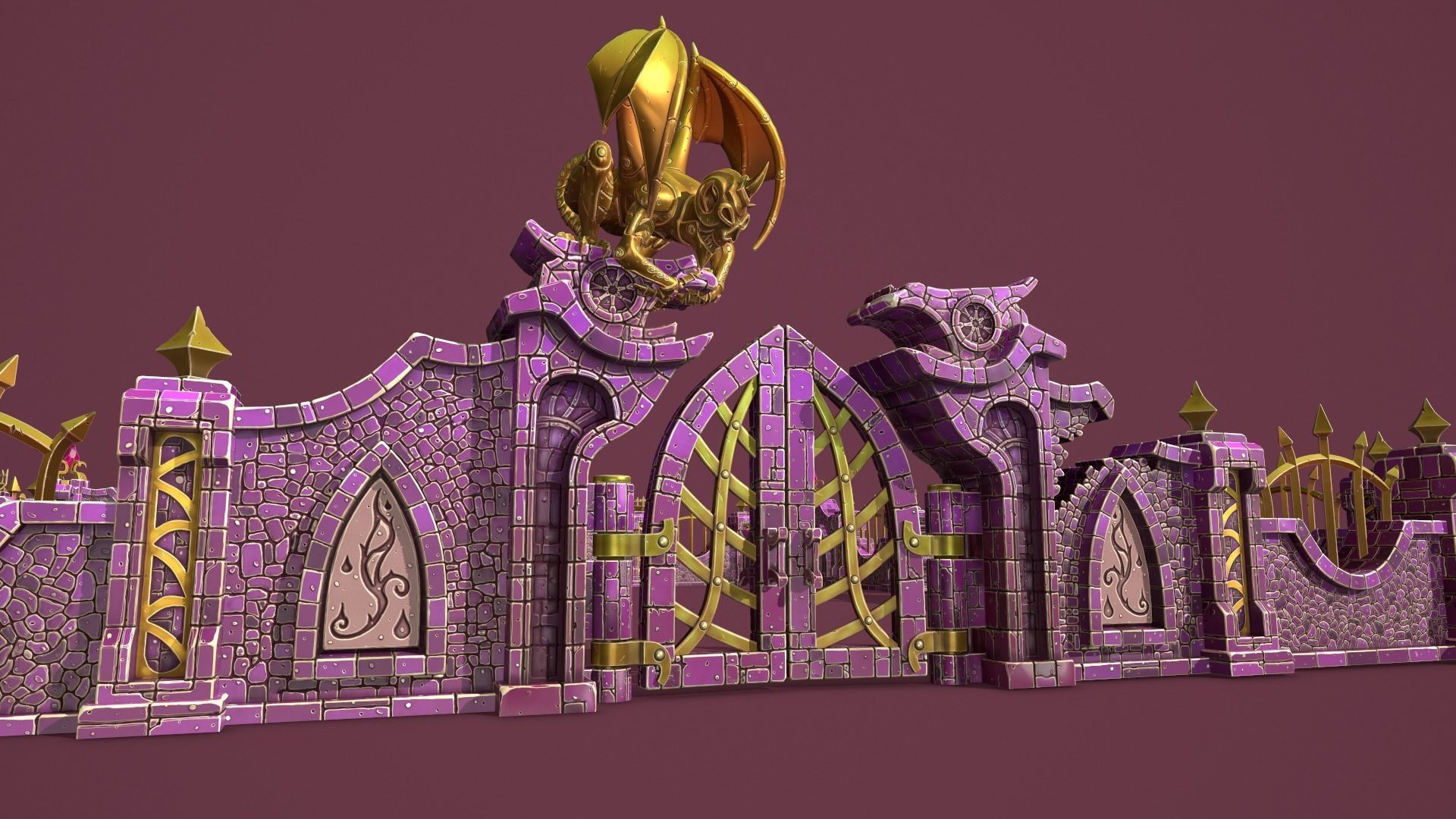 Fantasy cemetery Low-poly 3D model_11