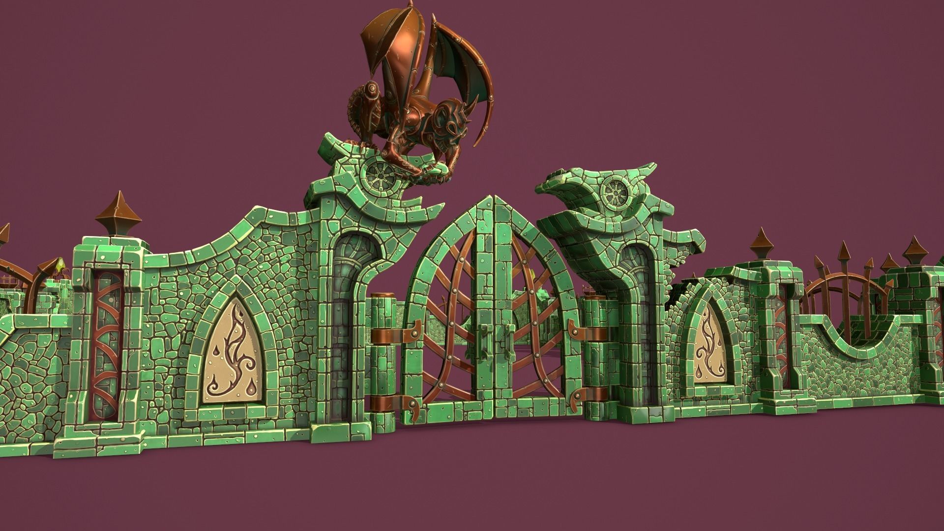 Fantasy cemetery Low-poly 3D model_7