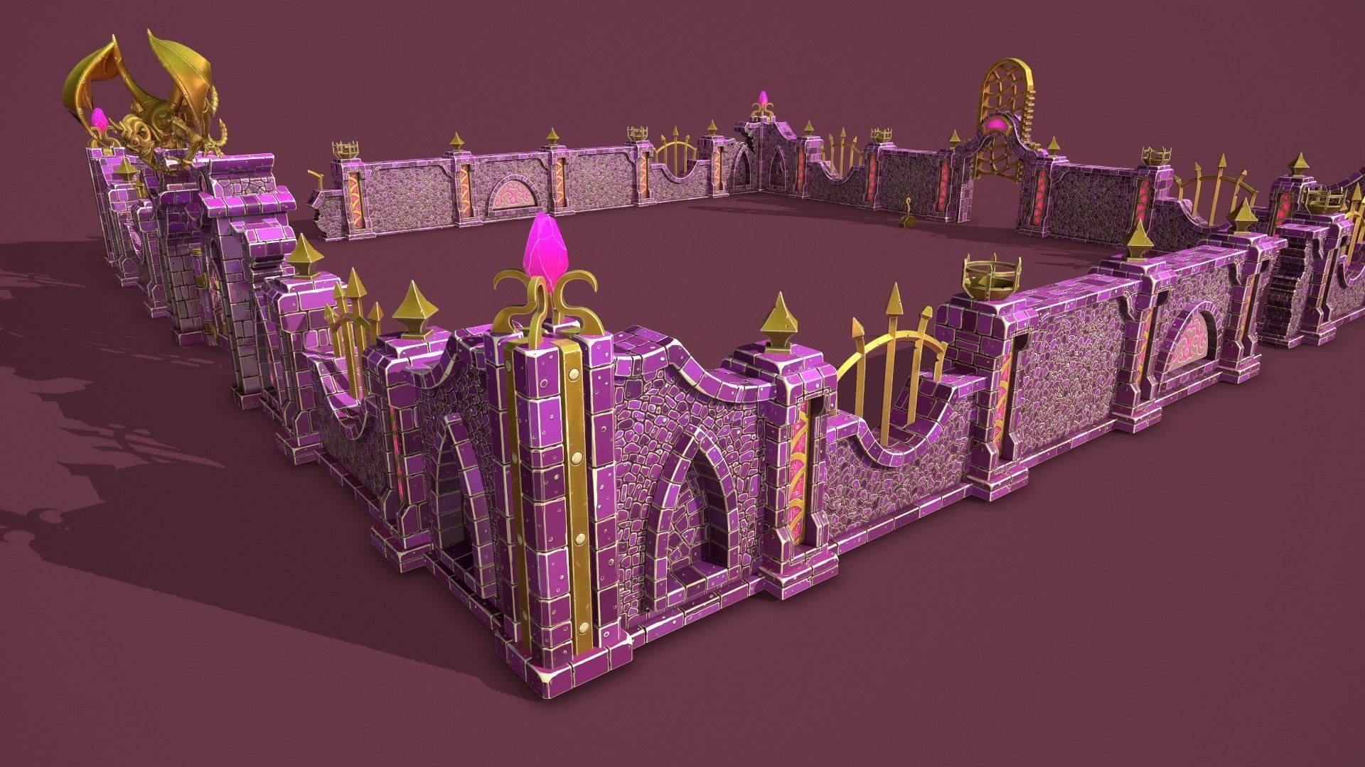 Fantasy cemetery Low-poly 3D model_12