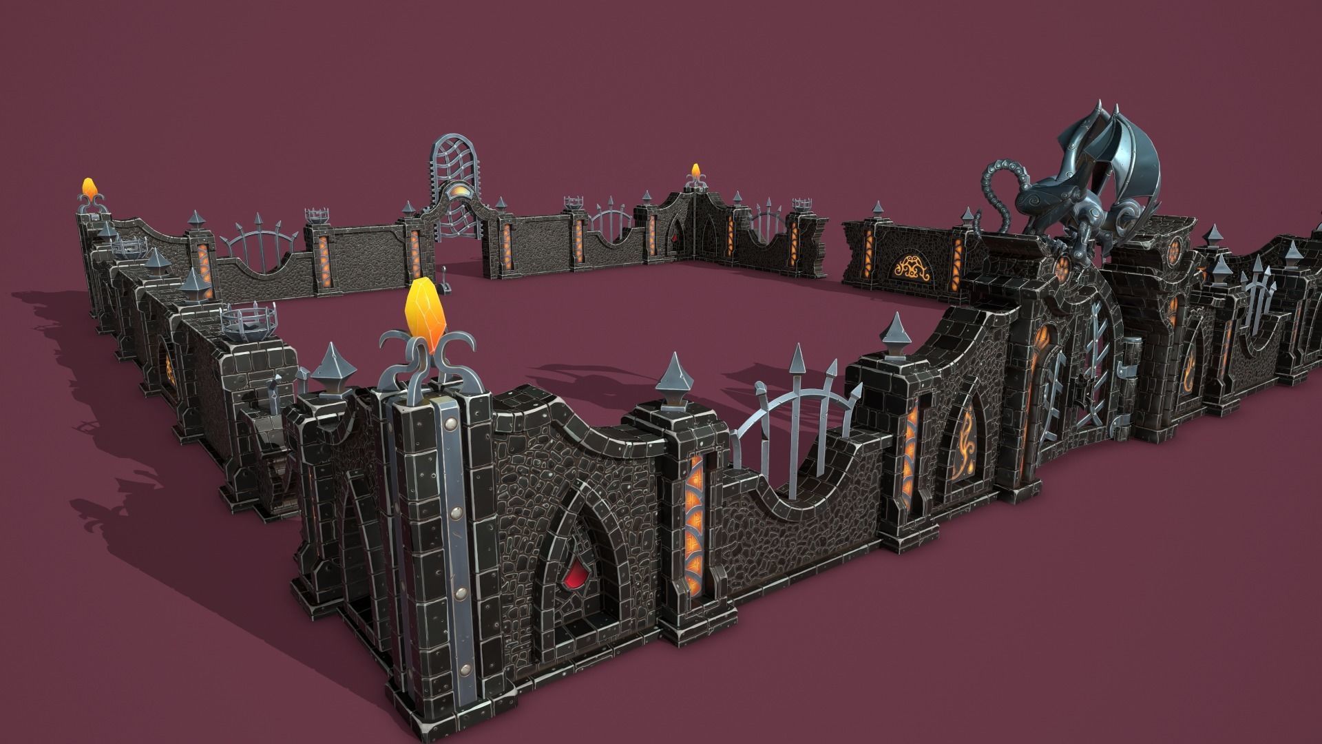 Fantasy cemetery Low-poly 3D model_14