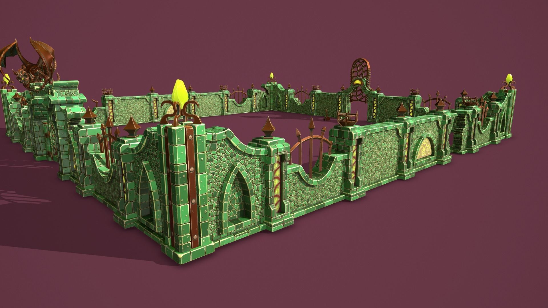 Fantasy cemetery Low-poly 3D model_8