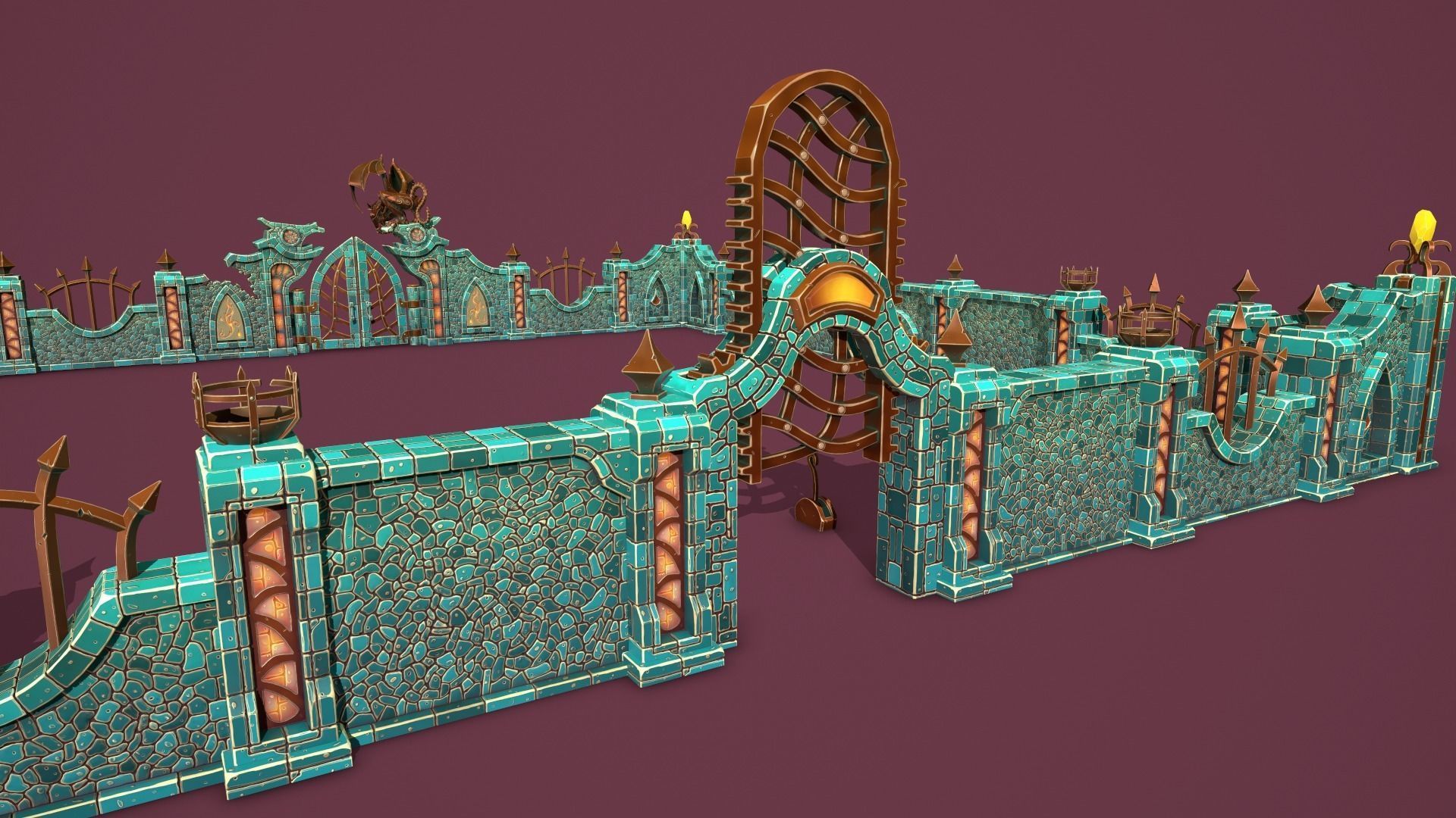 Fantasy cemetery Low-poly 3D model_6