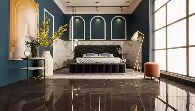 Bedroom morden interior scene 3D model 3D model