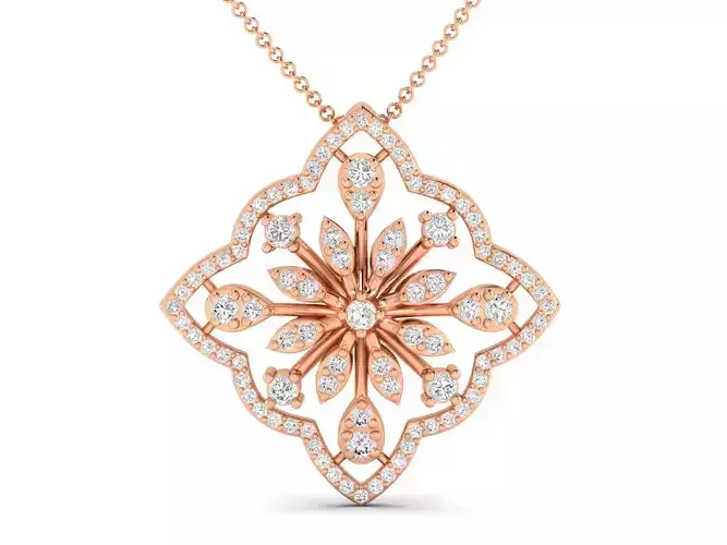 Women Rose flower pendant 3dm stl render detail