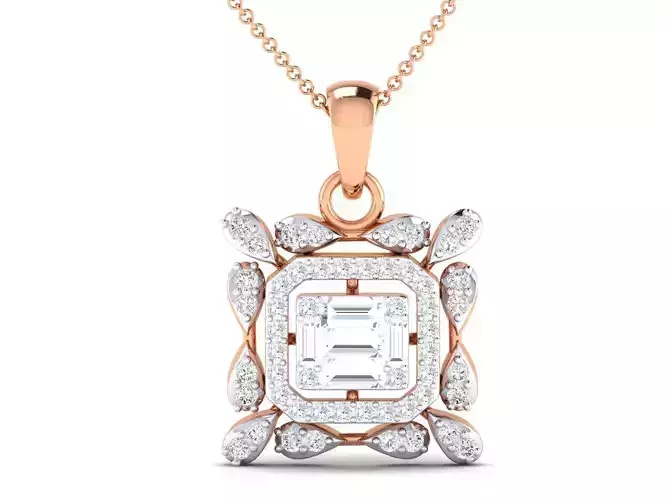 Women solitaire pendant 3dm stl render detail