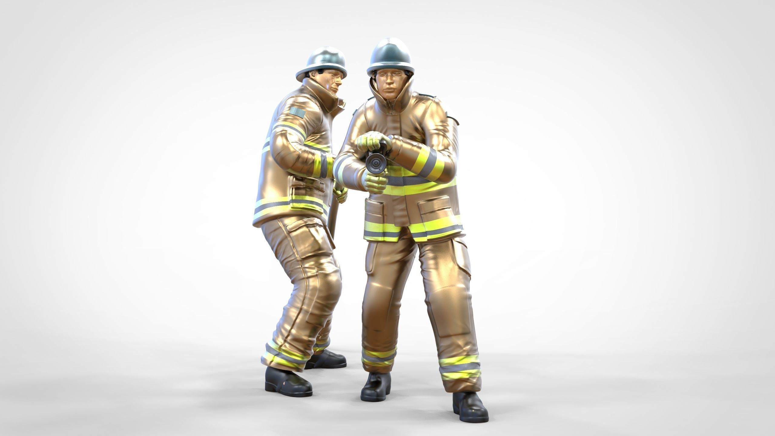 N3 Firefighters or firemans Extinguishing fire 3D print model_4