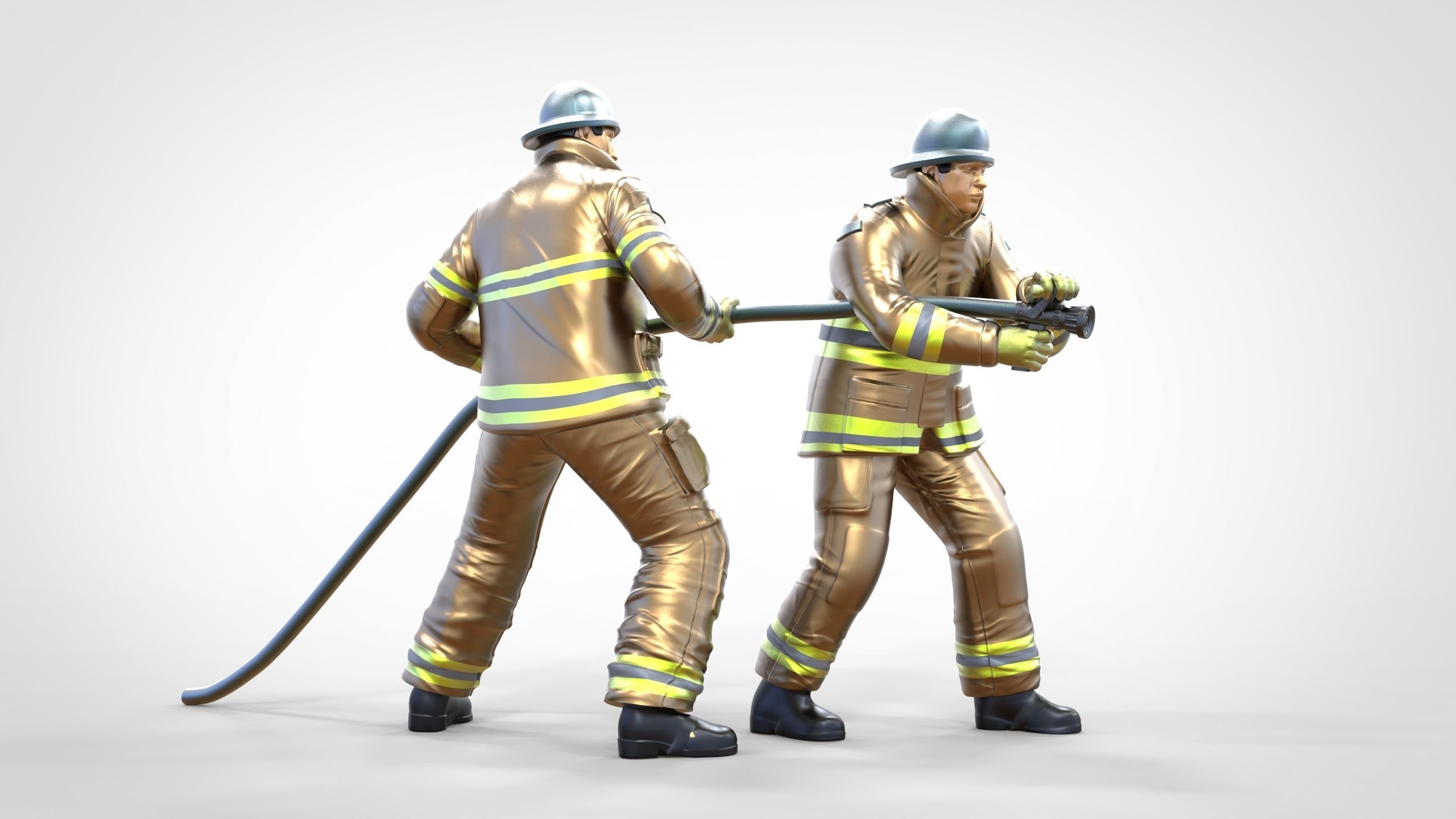 N3 Firefighters or firemans Extinguishing fire 3D print model_3
