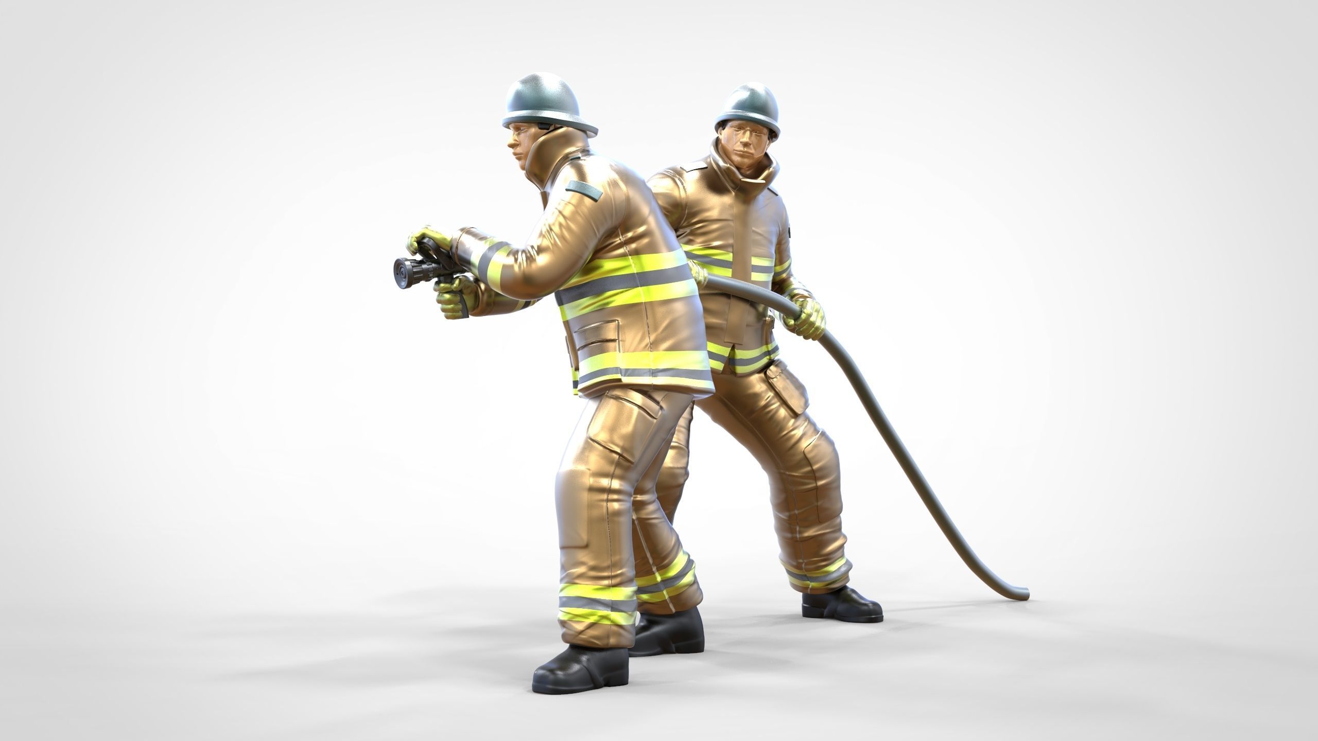 N3 Firefighters or firemans Extinguishing fire 3D print model_5
