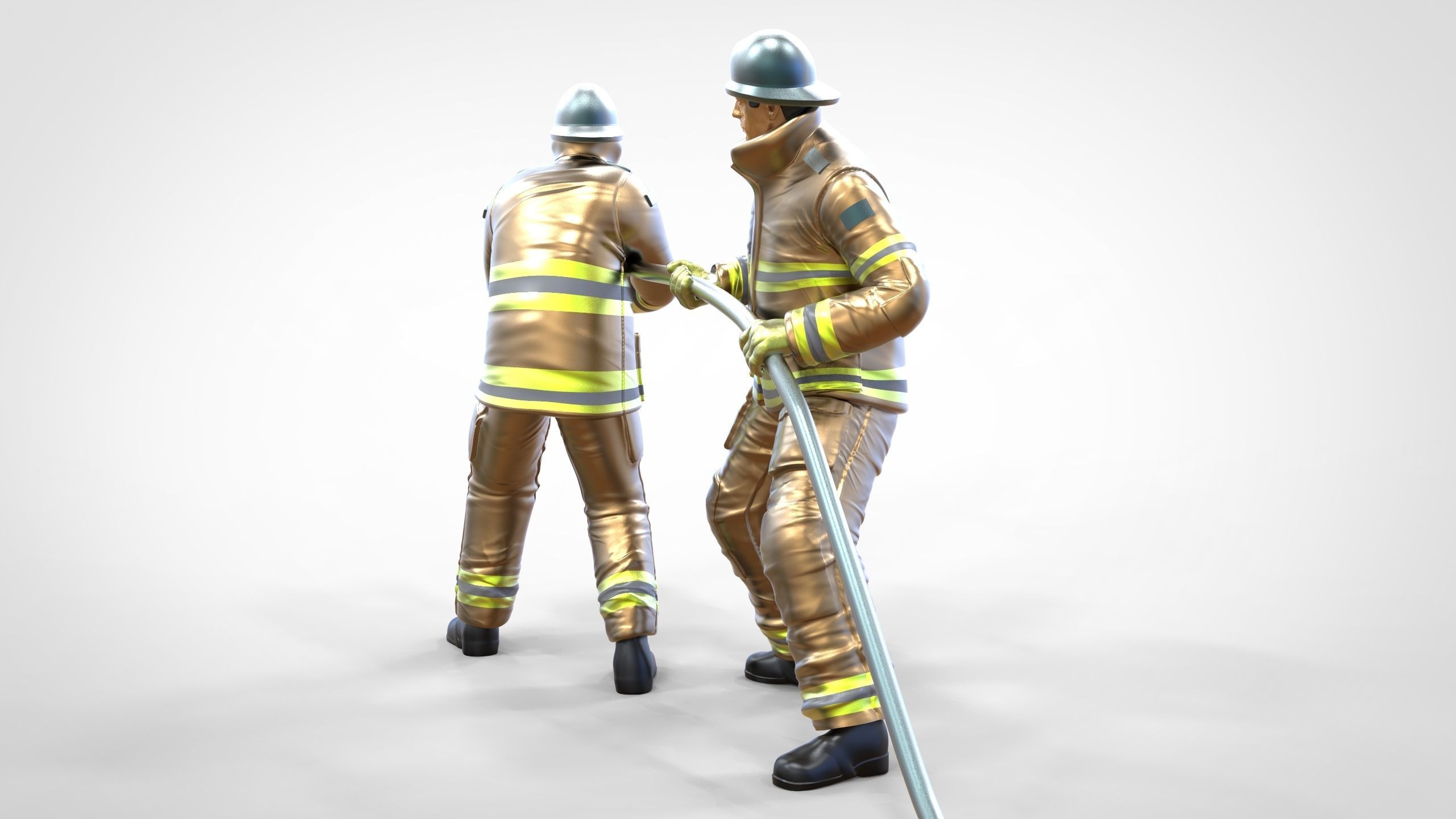 N3 Firefighters or firemans Extinguishing fire 3D print model_1