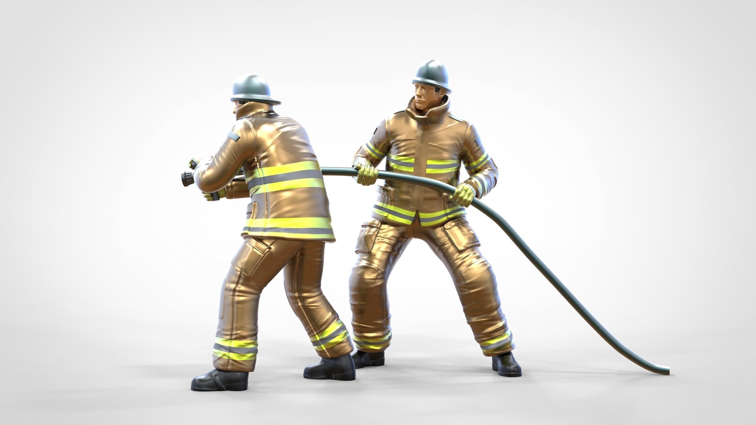 N3 Firefighters or firemans Extinguishing fire 3D print model_2