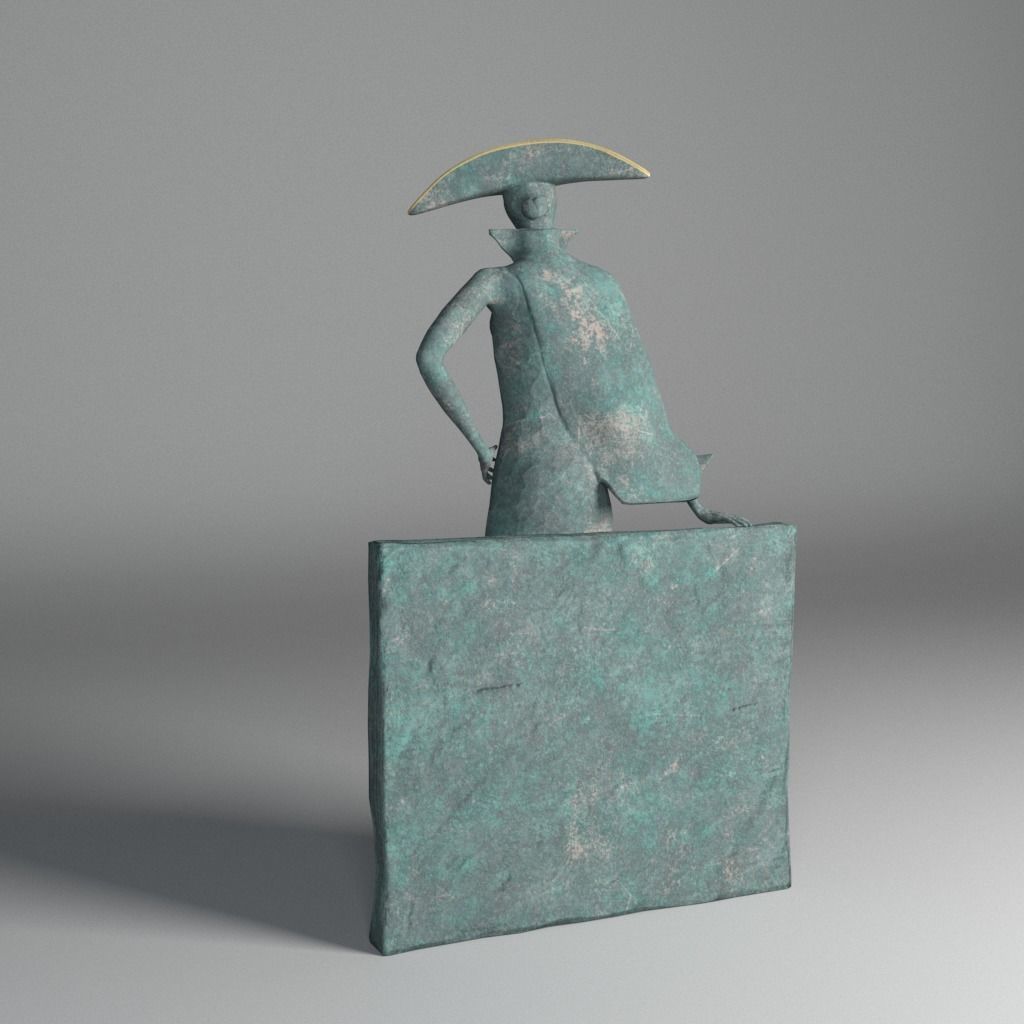 Bronze statuette - Maya V-Ray - PBR - 47 cm - 18 inches 3D model_6