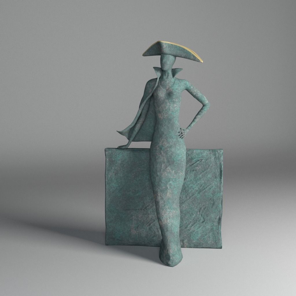 Bronze statuette - Maya V-Ray - PBR - 47 cm - 18 inches 3D model_10