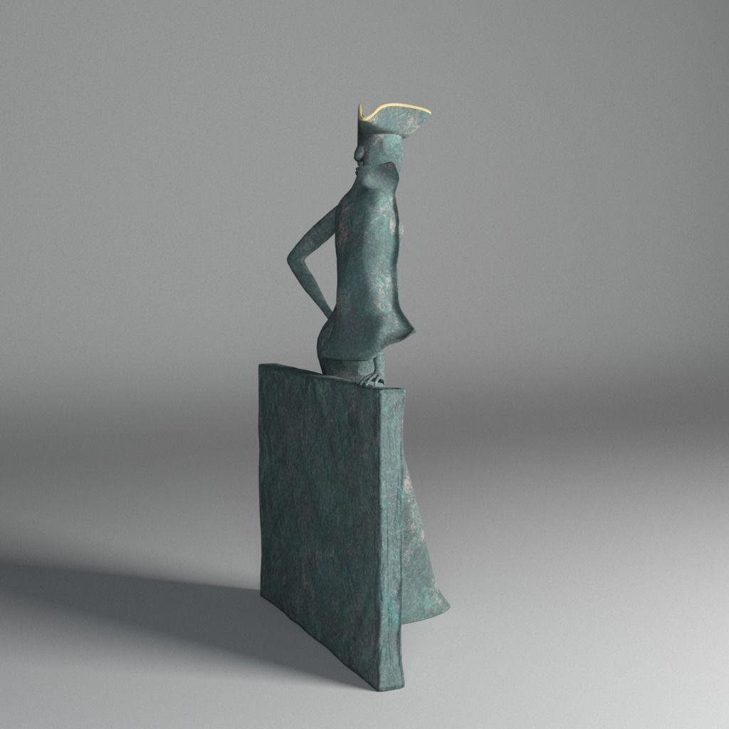 Bronze statuette - Maya V-Ray - PBR - 47 cm - 18 inches 3D model_3