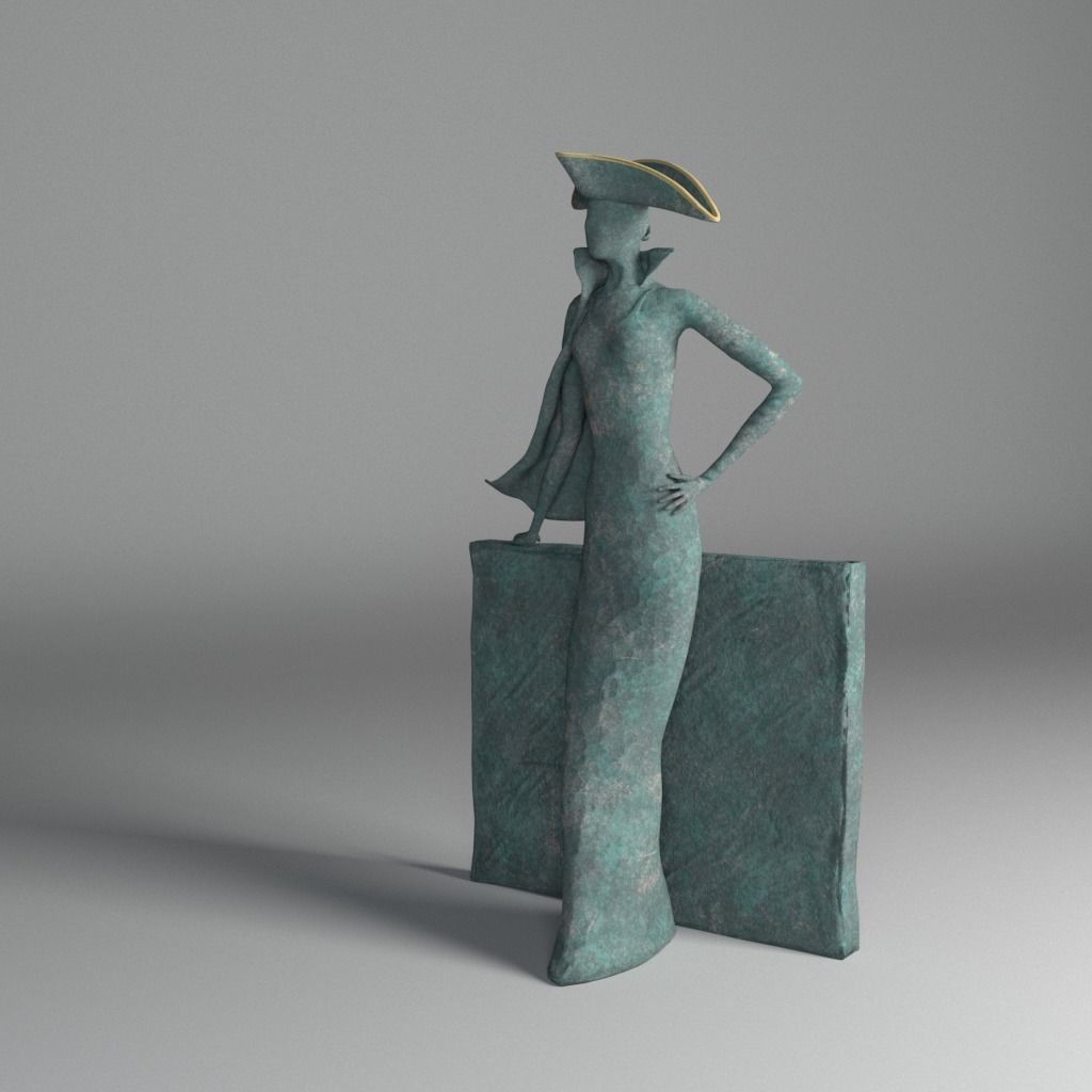 Bronze statuette - Maya V-Ray - PBR - 47 cm - 18 inches 3D model_9