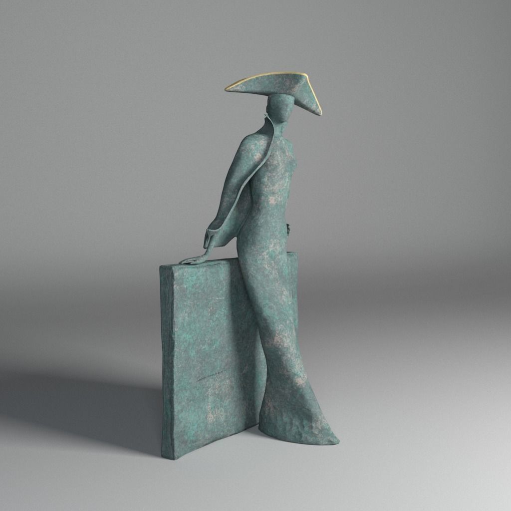 Bronze statuette - Maya V-Ray - PBR - 47 cm - 18 inches 3D model_2