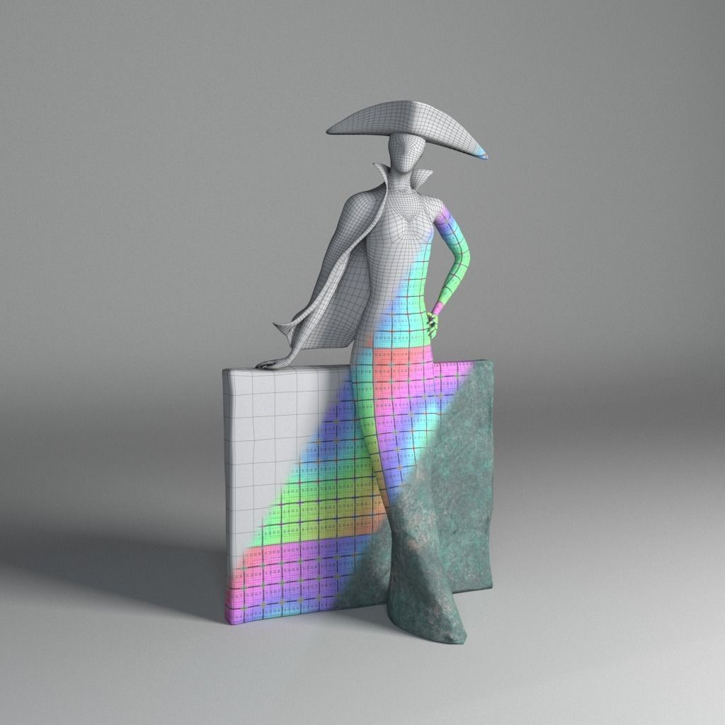 Bronze statuette - Maya V-Ray - PBR - 47 cm - 18 inches 3D model_1